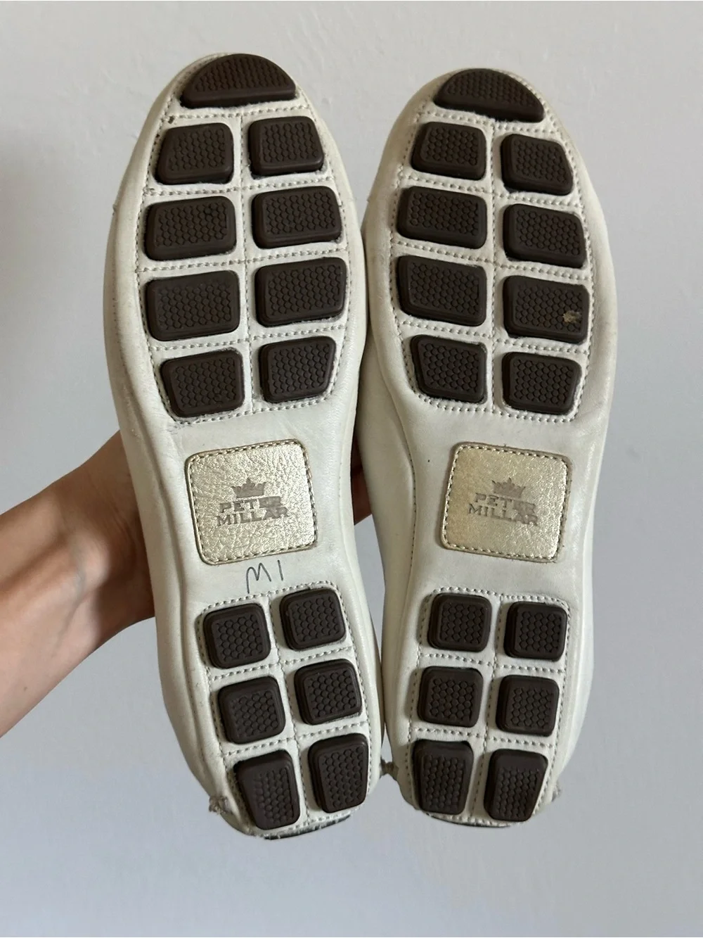 Peter Millar Dana Beige Lizard Cap Toe Ballet Flats Leather Made in Brazil